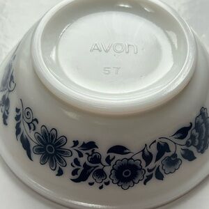 Vintage Avon Milk Glass Blue Floral Bowl | 5” Trinket Candy Dish